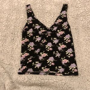 black & floral scrunch tank top